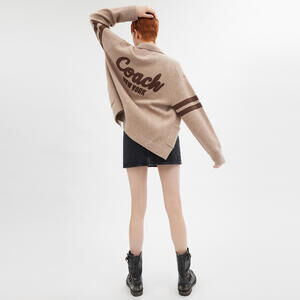 COACH Signature Script Cardigan- Oversized- Small